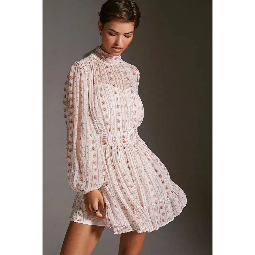 AnthropologieโLet Me Be Mock Neck Sheer Mini Dress